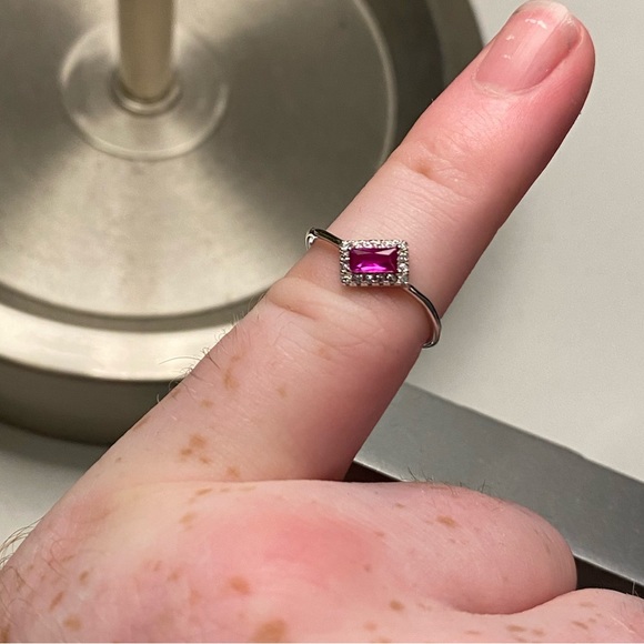 Macy's Silver Ring with Pink Gemstone - Picture 1 of 8